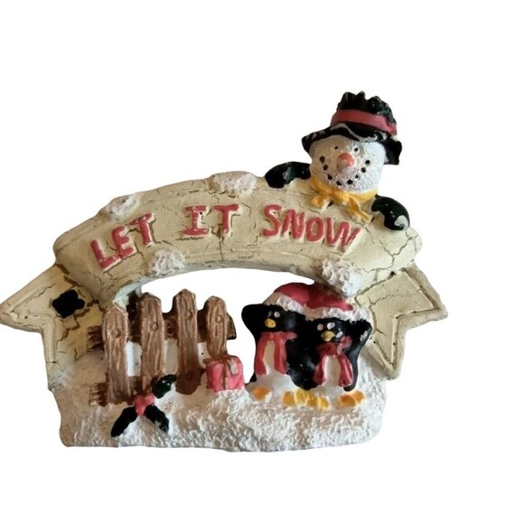 Let It Snow Snowman Penguin Brooch Pin Winter Pin Brooch - Picture 1 of 4